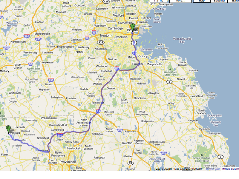 map from boston map directions grace note farm RI from boston MA