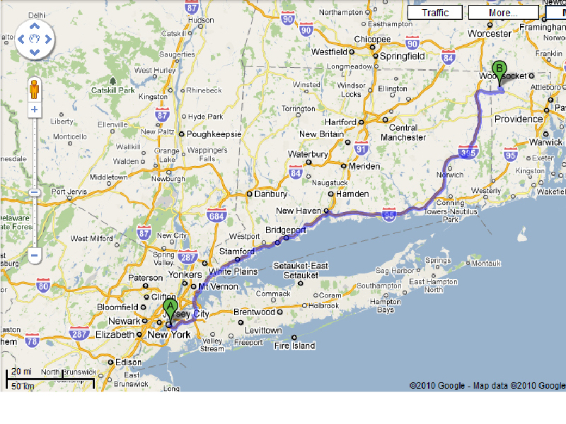 map from nyc new york city to grace note farm pascoag RI map